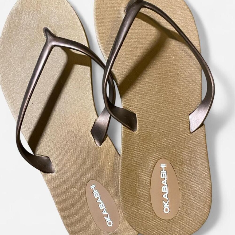 Okabashi Women's Brown and Gold Flipflops